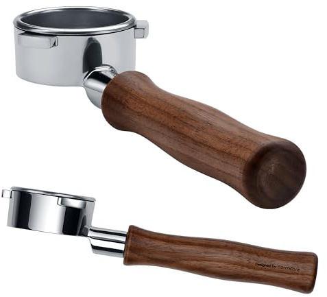 Normcore 54mm Bottomless Portafilter, Naked Portafilter Fits Breville Sage Barista Express Machines, 18g Filter Basket Included, Genuine American Walnut Handle
