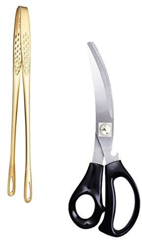 TINEASUR Pinzas para Parrilla De Acero Inoxidable Tijeras De Cocina para Alimentos Pinzas De Cocina De Metal para Uso Barbacoas y