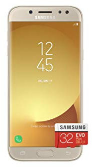 Samsung Galaxy J5 (2017) Single SIM 16GB 5.2-Inch Android 7.0 UK Version Sim-Free Smartphone - Gold with 32GB Memory Card (Amazon Memory Edition) (Renewed)
