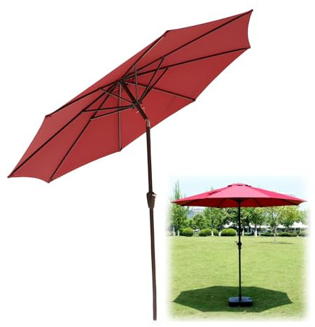 Parasol d'extérieur 8 baleines, pare-soleil UPF 50+, double inclinaison à 45°, pas de base nécessaire, parasol de marché pour terrasse, plage, restaurant, salle à manger en plein air