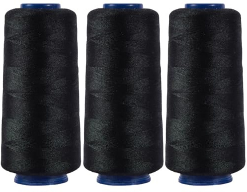 Larger Serger Thread Cones 3 Rolls, 3000 Yards Each Roll Diameter 2.13 Height 4.37 Polyester Pagoda Yarns Sewing Thread Spools 40S/2 for Overlock Quilting