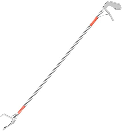 OPFYWF Snake Grabber Tool 50 inch Extendable Grabber Reacher Tool Stainless Steel Reptile Snake Grabber Tool Reptile Grabber Catcher Snake Handling Tool Trash Picker Upper Grabber for Snake Reptile