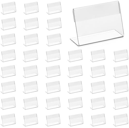 Binnan 40Pcs Porte Étiquette en Acrylique Transparent, Support d'affichage de Prix en Acrylique, Porte Étiquettes de Prix, Transparent Supports d'Étiquettes pour Bureau École Supermarché (6 x 4 cm)