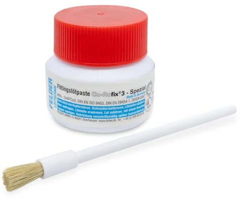 GALLUNOPTIMAL by FELDER bleifrei Fittingslötpaste Cu-Rofix 3-Spezial Sn97Cu3 für Kupferrohre Trinkwasser & Heizung DVGW DV-0101 AT 2247 230–250 °C 100 g Dose mit Pinsel GOLPFI0100