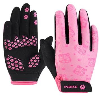 INBIKE Gants de cyclisme pour enfants, gants de vélo rembourrés antidérapants pour garçon et fille de 5 à 12 ans, gants complets pour VTT