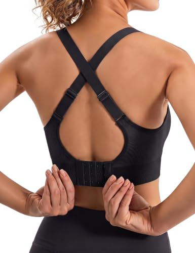 Aseniza sport-BH för kvinnor, starkt stöd, krokstängning, sömlös yoga fitness | Stryk inte, vadderade remmar ryggstängning pilates stödform träning passform gym vardag