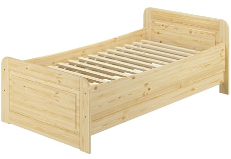 Erst-Holz®Seniorenbett extra hoch 90x200 Einzelbett Massivholz Kiefer Bett mit Rollrost 60.42-09