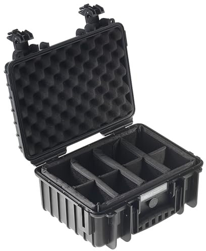 B&W Transportkoffer Outdoor - Typ 3000 Schwarz - mit variabler Facheinteilung - wasserdicht nach IP67 Zertifizierung, staubdicht, bruchsicher und unverwüstlich