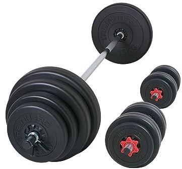 TrainHard Hantelset Hantel Set aus Langhantel Kurzhantel Hantelstange Hantelscheiben Gewichten 50 kg bis 90 kg (90 kg)