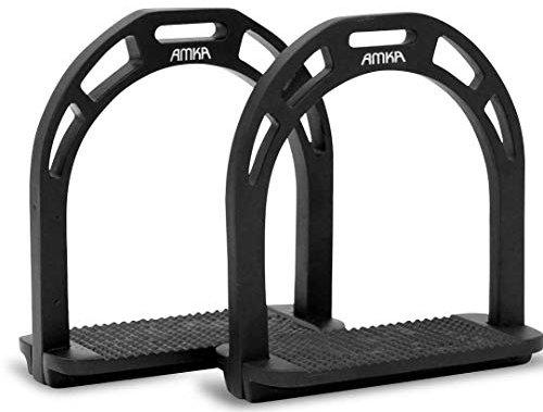 Steigbügel aus Aluminium, schwarz, extra leicht, Pferdezubehör, 6 cm Trittfläche