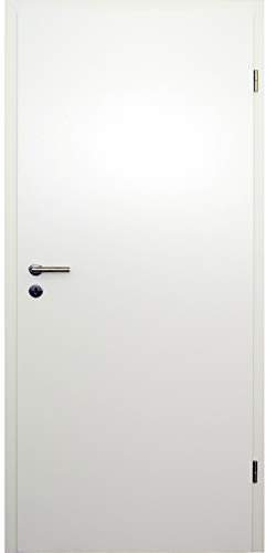 HORI® Zimmertür Komplettset mit Zarge und Edelstahl Türdrücker I Innentür CPL Weiß I Größen und BB- oder WC-Schloss wählbar I 1985 x 860 x 140 mm I DIN rechts