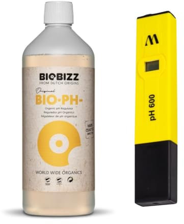 Weedness BioBizz pH- Minus 500 ml + Digitales pH-Messgerät - Natürlicher Biologischer pH-senker Grow Anbau Indoor Dünger ph Minus Flüssig