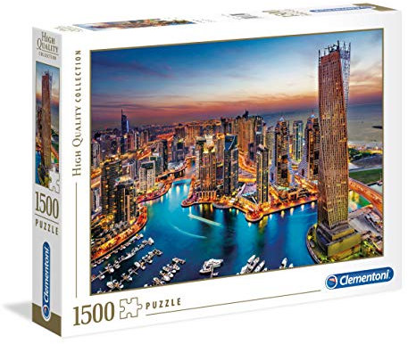 Clementoni 31814 Yachthafen von Dubai – Puzzle 1500 Teile ab 9 Jahren, buntes Erwachsenenpuzzle mit kräftigen Farben, Geschicklichkeitsspiel für die ganze Familie, schöne Geschenkidee