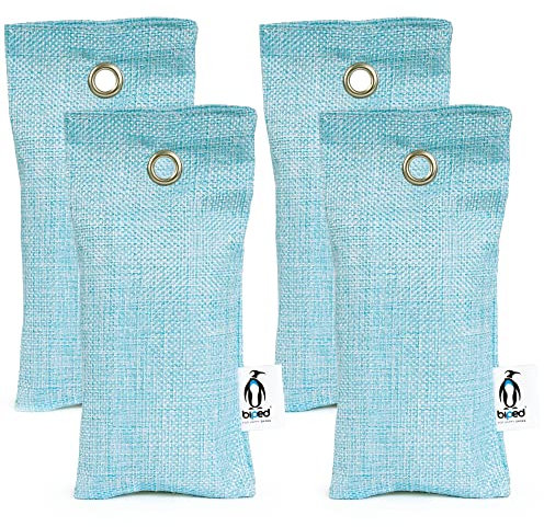 biped FRESH! Plantillas desodorantes de carbón de bambú para zapatos - secador de zapatos natural - eliminador de olores para zapatos malolientes z2811(4 piezas, azul)