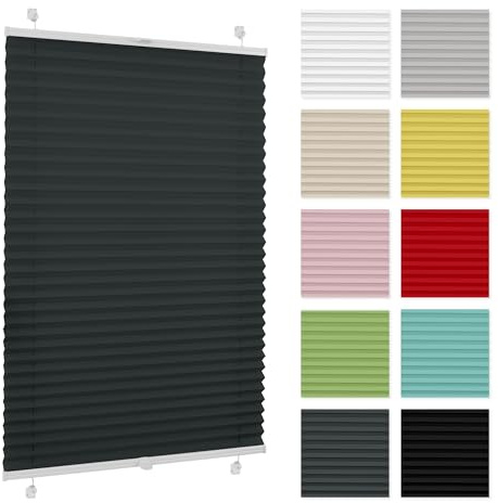 Plissee ohne Bohren 75 cm x 230 cm - Anthrazit - Plissee Klemmfix, Rollos für Fenster ohne Bohren, Jalousien Fenster für innen, Raffrollo, Fensterplissee