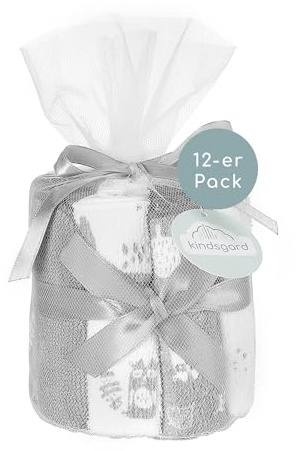 kindsgard Vaskedag - Set di 12 panni per la pulizia del bambino, rosa antico, 100% cotone, morbidi e assorbenti, 20 x 20 cm, lavabili, facili da pulire, sostenibili, perfetti per la cura dei neonati e