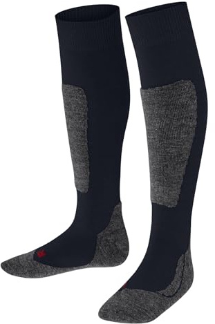FALKE Unisex Kinder Skisocken Active Ski K Kh Wolle Funktionsmaterial warm dick 1 Paar, Blau Space Blue 6116, 39-42