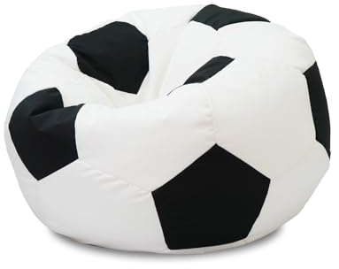rucomfy Beanbags Classic Football Kids Beanbag Chair with Filling - Childrens Bean Bag Seat Recliner Bedroom Furniture Sports - Water Resistant, Machine Washable Durable - 60 x 80cm (Beanbag Only)