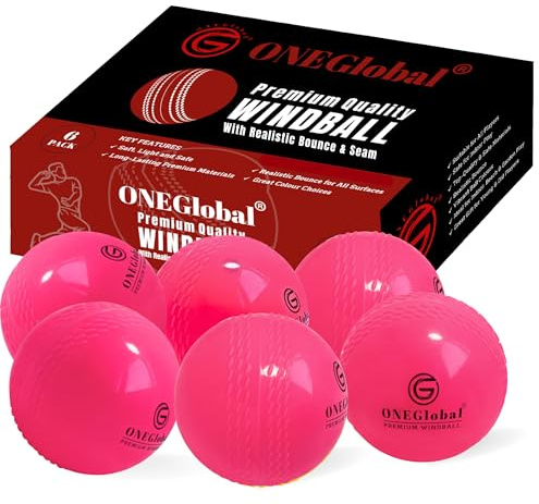 ONEGlobal Pelotas de críquet suaves de Windball de alta calidad, duraderas, suaves, con verdadero rebote y swing, ideales para práctica en exteriores e interiores, entrenamiento y diversión familiar
