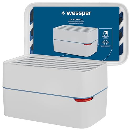 Wessper Absorbeur d'humidité avec Indicateur de Niveau, 500g, Déshumidificateur, élimine l'humidité, les Moisissures et les Champignons, Deshumidificateur avec Chlorure de Calcium
