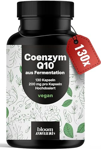 Coenzym Q10 Kapseln hochdosiert - 130 Kapseln - 200mg pro Kapsel, vegan, aus Fermentation- Coq10 - produziert in Deutschland - Verpackung kann variieren