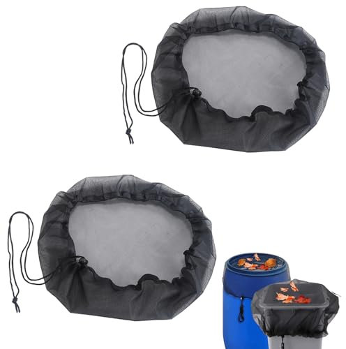 2 Pcs Adjustable Rain Barrel Net Cover - 60cm Mesh Protective Screen for Water Barrels - Prevents Debris, Leaves & Insects