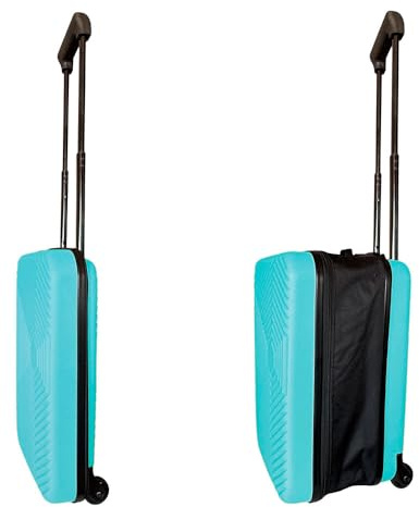Maleta de Cabina 18 Plegable Ultrafina/Se pliega de 28cm a 13cm de Grosor/Ligera y Resistente ABS/ 2 Ruedas + Mango Telescópico/Color Azul Celeste