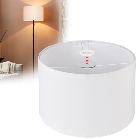 EFUTURETIME E14/E27 Paralume in Tessuto H20 X Ø 30cm, Paralume Cilindro Grande in Lino Naturale per Lampada da Terra, Comodino, Tavolo Plafoniera, Lampadari, Applique, Bianco