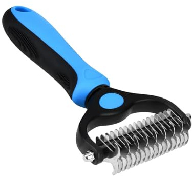 Gorise Cepillo para perros, peine deslanador de pelo, rastrillo de doble cara para subpelo, cepillo para eliminar pelo enmarañado de perros y gatos.