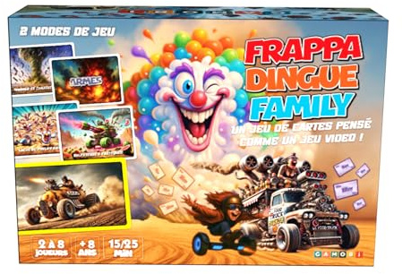 GAMOBI FRAPPADINGUE Family - Familj och roligt brädspel! Ett vildt lopp med kort som kombinerar minne, strategi och skratt. Presentidé för barn, tonåringar och vuxna - 2 till 8 spelare.