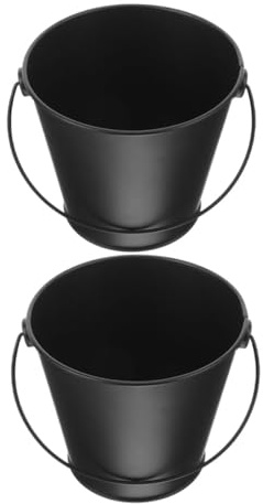 IWOWHERO 2 Piezas Cubo Metal para Barbacoa Resistente Cubo Grasa para Parrilla al Aire Recipiente Reutilizable Hierro Negro Práctico para Camping