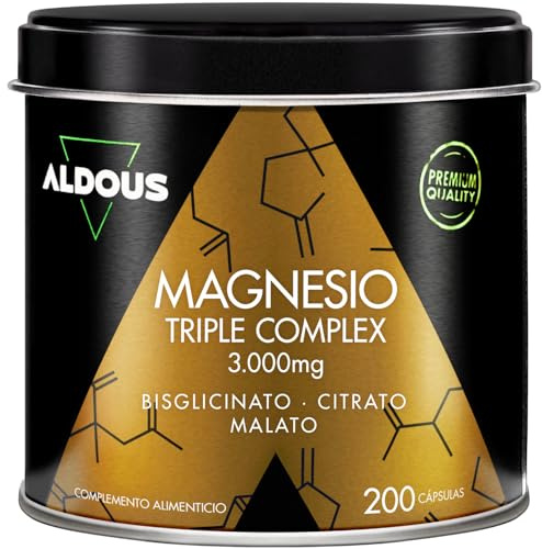 Magnesio Completo 3000mg - 200 Capsule - Magnesio Bisglicinato, Citrato, Malato - 422,5mg Elementare - Energia, Muscoli - Integratori Stanchezza, Articolazioni - Magnesium Complex - ALDOUS