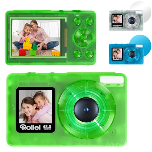 Rollei Compactline Pocket Transparent Grön Digitalkamera 48MP 4K med Dubbelskärm Digital Zoom 18X Kompakt kamera, Bil-Digital-Kamera-Kamera