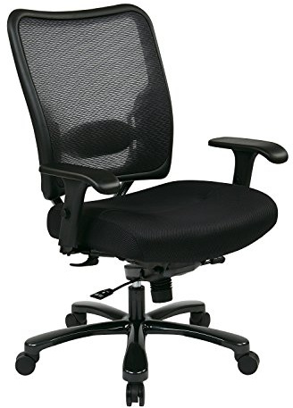 Space Seating 75 Series Air Grid Big and Tall Deluxe Ergonomic Office Chair with Thick Padded Seat and 400 lb. Limit, Black