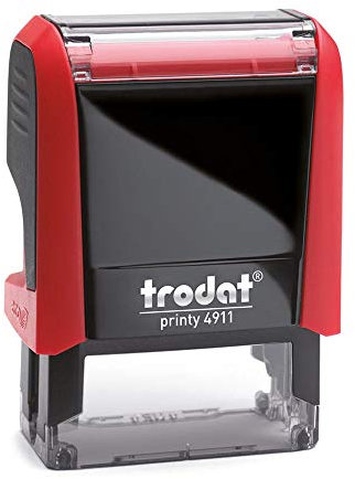 Trodat – Printy 4911 ROT Custom Stempel mit Wunschtext personalisieren – selbstfärbender Stempel als Namensstempel, Adressstempel, Firmenstempel & Co zu verwenden (37 x 14 mm | 4 Zeilen | Rot)