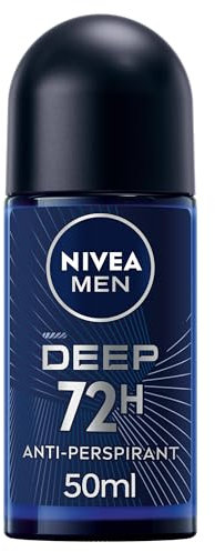 NIVEA Men Deep Black Carbon Roll On (50ml), Roll On Deodorant with 72H of Protection Against Stains and Odours, Strong Anti-Perspirant Developed with MAXXTECH Formula
