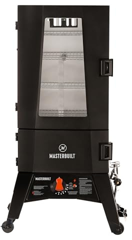 Masterbuilt® 40-inch ThermoTemp Propane Gas Vertical BBQ Smoker with Analog Temperature Control and 960 Cooking Square Inches in Black, Model MB20051316