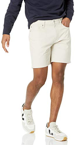 Amazon Essentials Men's Straight Fit 7 (18cm) Stretch 5-Pocket Jean Shorts, Stone, 34W