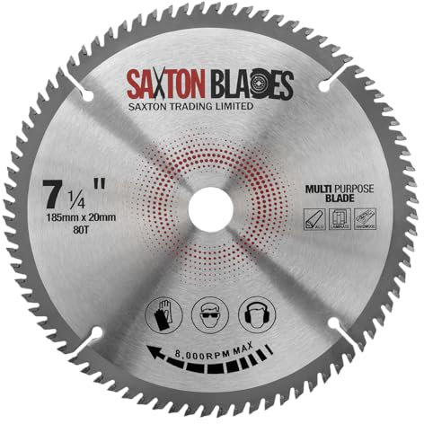 Saxton TCT18580TTCG20B - Hoja de sierra circular de aluminio de 185 mm x 20 mm, anillo de 16 mm, 80 dientes