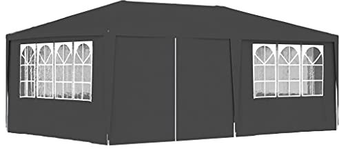 HOMIUSE Tente de Réception et Parois LatéRales 4x6 m Anthracite 90 g/m2 Tonnelle Pliante Barnum Pliant Tonnelle de Jardin Chapiteau de Reception ImperméAble Tente de Plage Tente et Panneaux LatéRaux