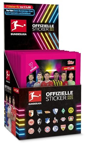 Topps Bundesliga Aufkleber 2022/23 - Offizieller Bundesliga Fußball Aufkleber - Display Box
