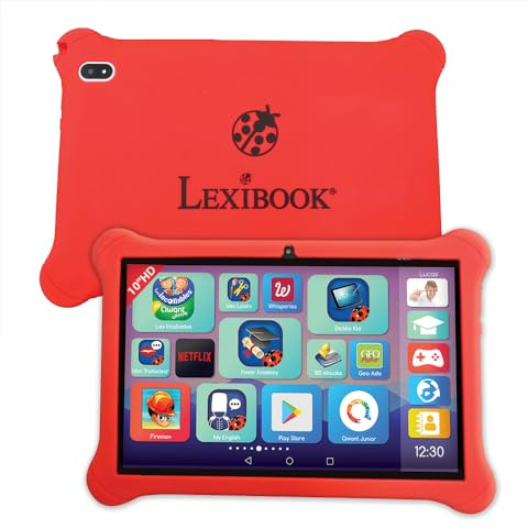 Lexibook, Lexipad 10 Zoll Tablet Ludo auf Android, entworfen für die ganze Familie, Lerninhalte und Spaß, Kindersicherung, TLN10FR, Rot/Weiß