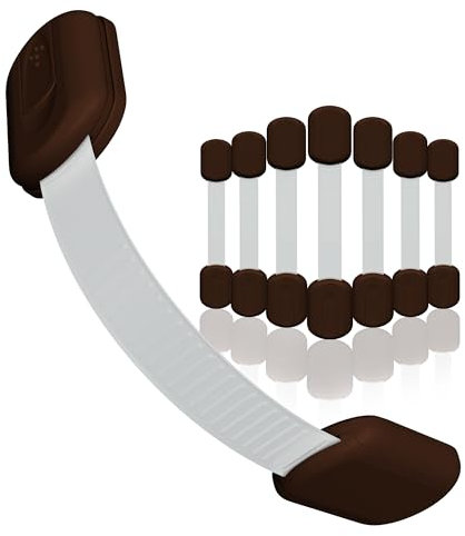 SKYLA HOMES Cabinet Strap Locks for Baby Proofing, 8 Pack, Brown