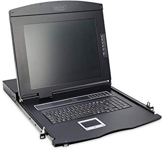 DIGITUS Professional KVM-Konsole mit KVM-Switch 1 Anschlüsse Deutsch 43,2 cm 17 Rack einbaufähig 1280 x 1024 1000:1 Schwarz RAL 9005 1U