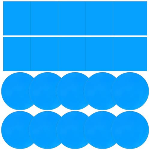 Semazz Rustine pour Piscine,20 PCS Patchs de Réparation de Piscine en Vinyle Kit de Réparation de Piscine Liner Auto-adhésif en PVC pour Tente Spa château Gonflable 10 Carrés + 10 Cercles Bleu