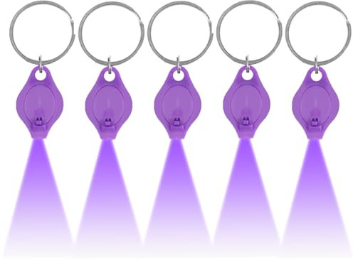 MODOAO Torcia LED UV portachiavi 5 pezzi 395 nm luce UV nera ultra luminosa passaporto carta d'identità valuta emergenza