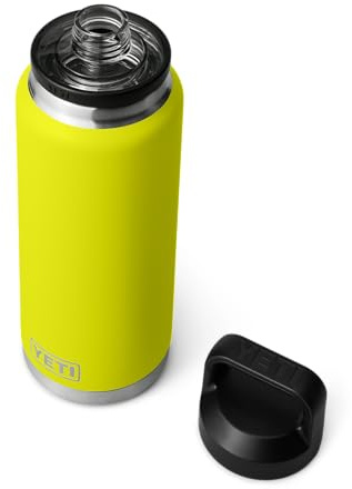 YETI Rambler Bottle Chug, Vacuum Insulated Stainless Steel Bottle with Leakproof Chug Cap, Firefly Yellow, 36 oz (1 L)