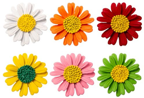 Pilikoll 6 Stück Emaille Blumen Brosche - Gänseblümchen Anstecknadel Set für Pullover, Schals, Kleider, Anzüge, Taschen, Rucksäcke
