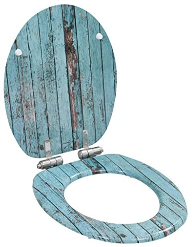 XCHSXYL Siège de Toilette avec Couvercle à Fermeture Douce en MDF, Design en Bois Ancien, siège et Couvercle Matériau de l'article : MDF