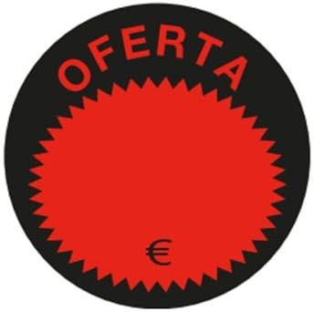 Etiquetas Adhesivas de Precio OFERTA, 500 Pegatinas Rojas de 50 mm, Llamativas y Resistentes, Ideales para Tiendas y Rebajas.